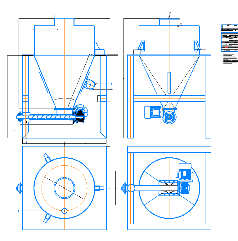 Чертеж Бункер-дозатор на 3х опорах