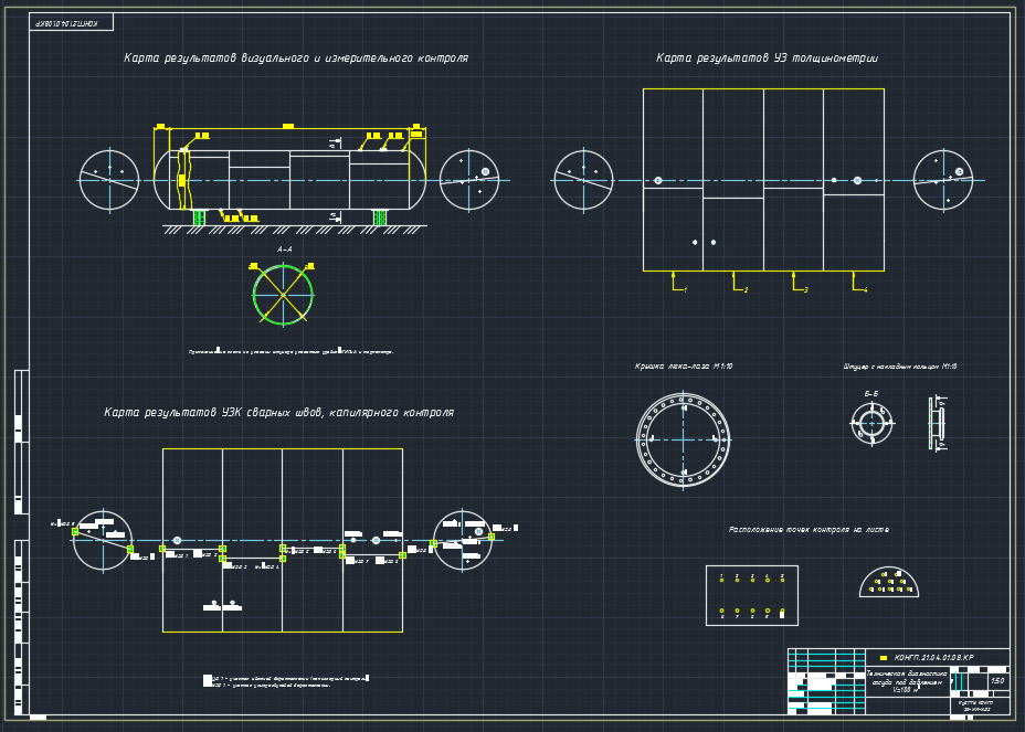 Чертеж Техническая диагностика сосуда под давлением V=100м3