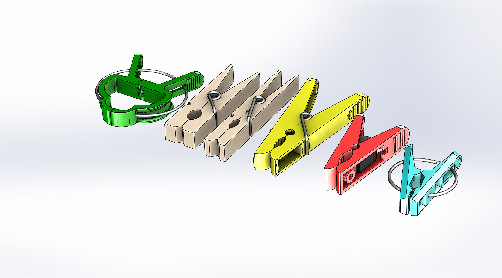 3D модель Прищепки бельевые 6 шт
