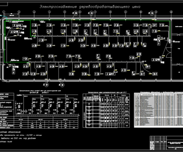 Чертеж Электроснабжение деревообрабатывающего цеха