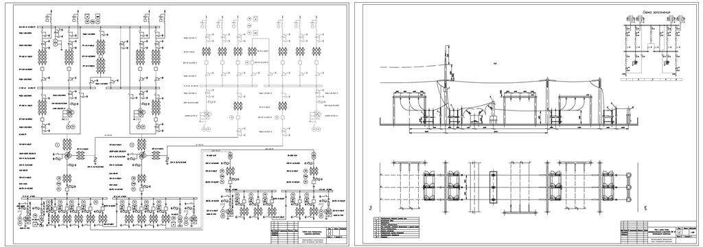 Чертеж Проектирование электрической части понижающей подстанции