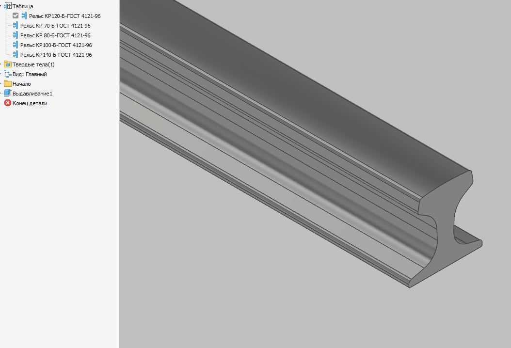 3D модель Рельс КР ГОСТ 4121-96