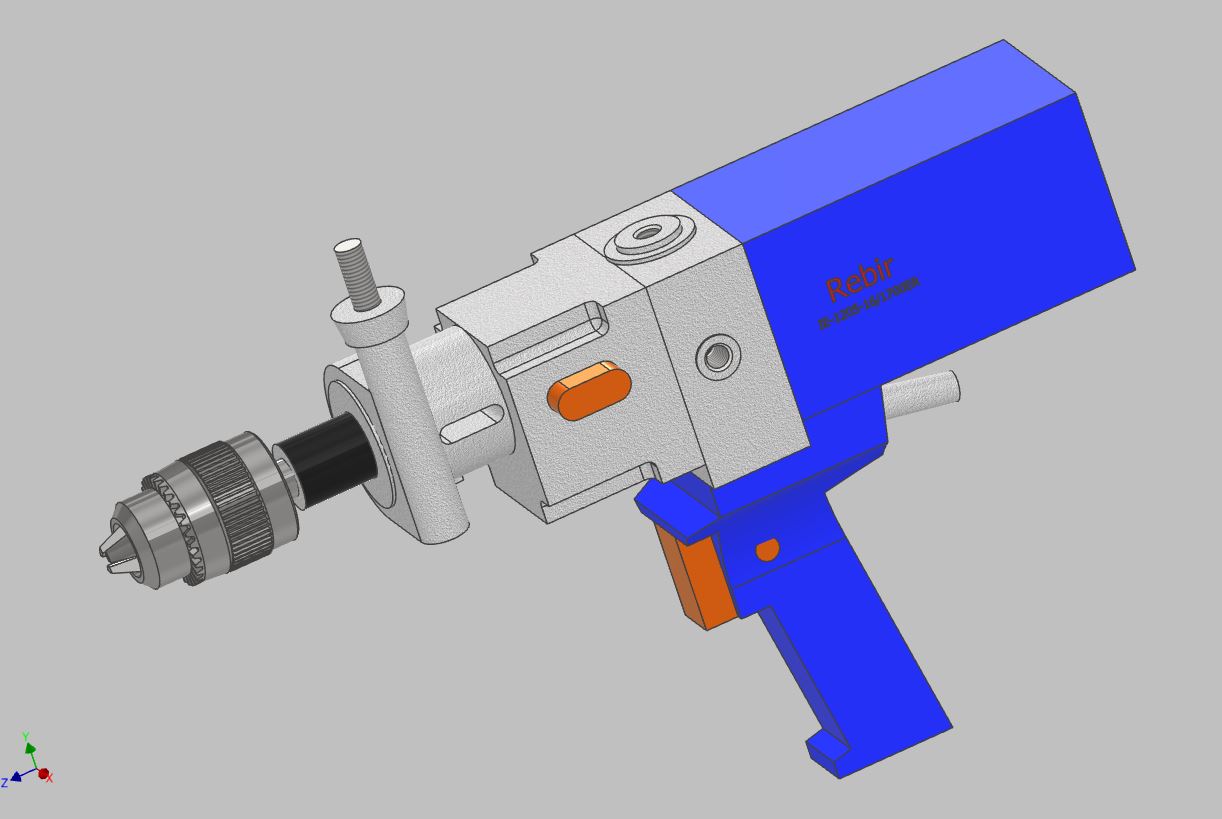 3D модель Дрель Rebir в сборе с патроном