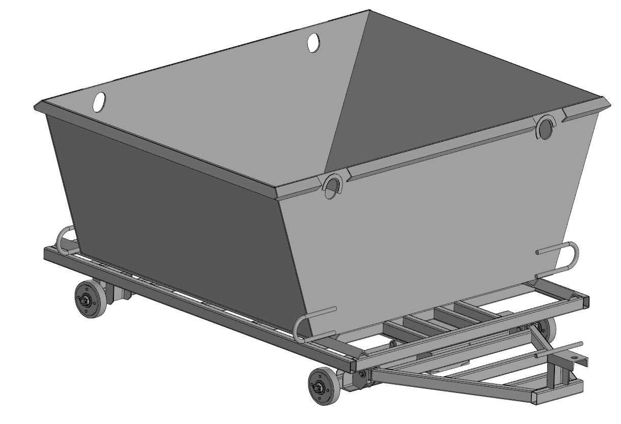 3D модель Тележка с банкой для отходов Q=2.3т, V=1.5м3