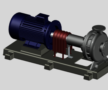 3D модель Насосный агрегат АХ-100-65-315 с электродвигателем АИР-180S4