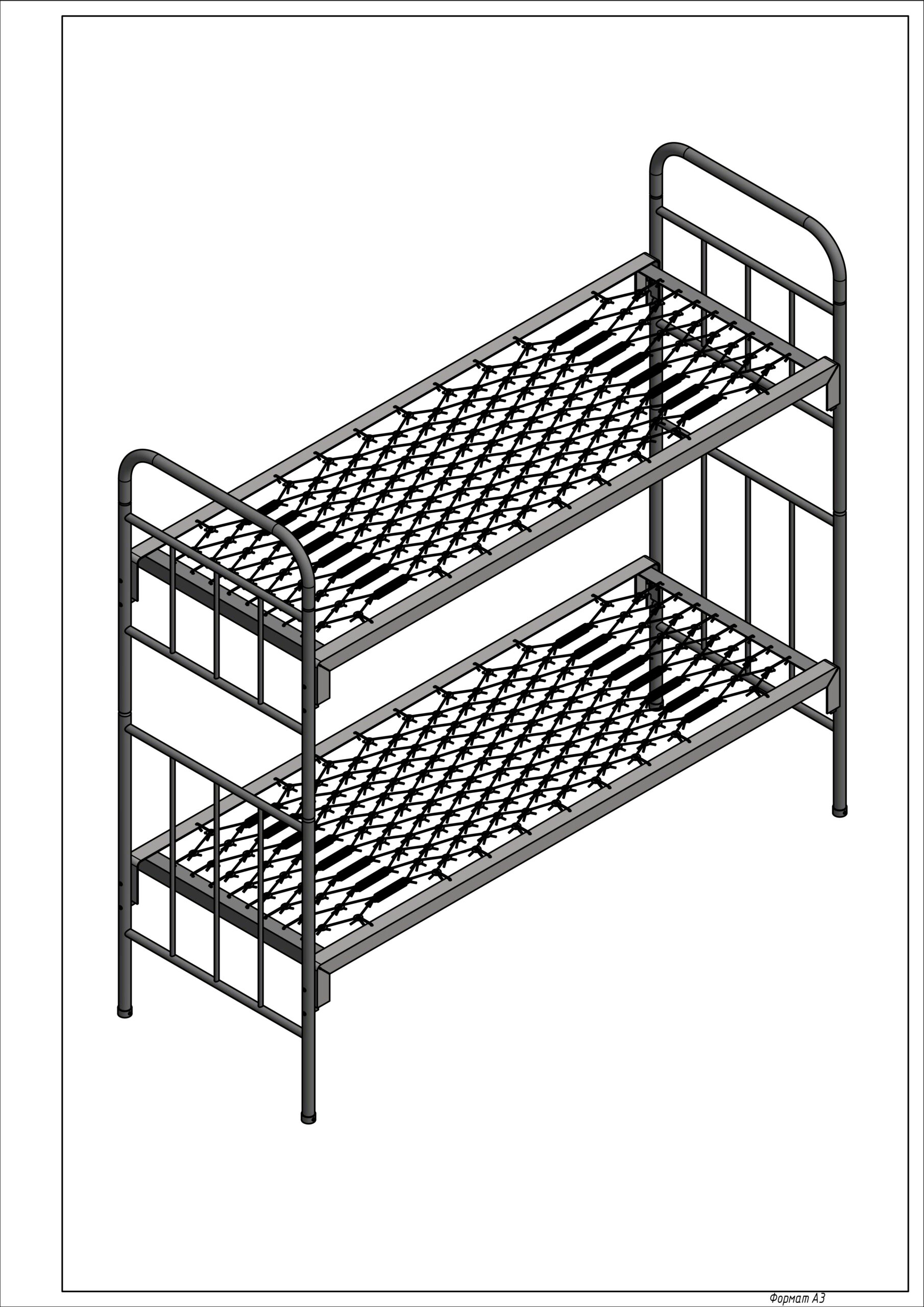Чертеж Кровать армейская двухярусная