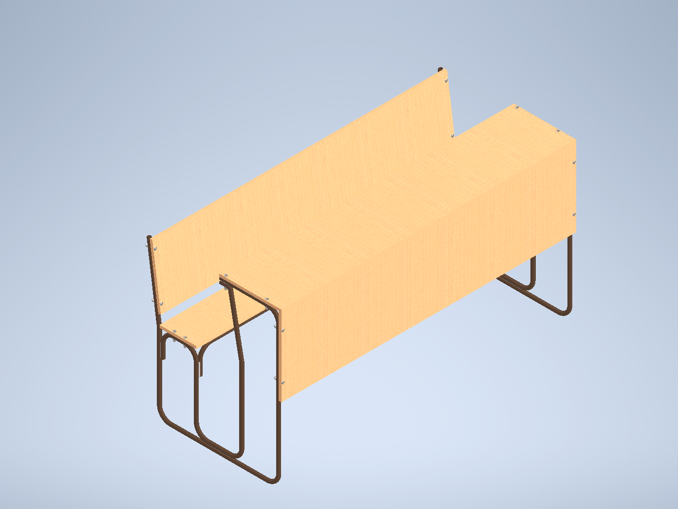 3D модель Учебная парта моноблок