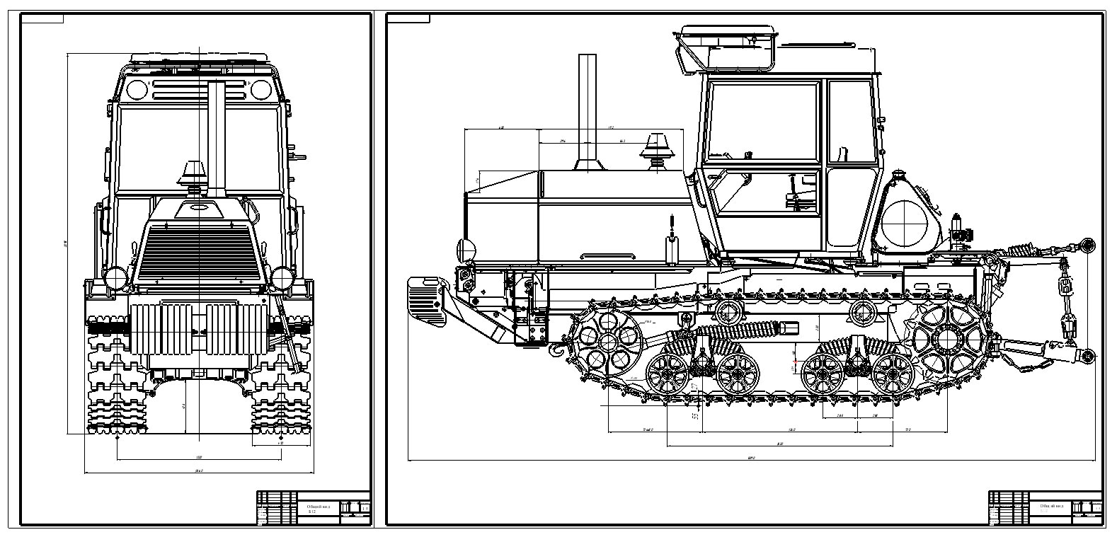 Чертеж Черткж трактора Б-12