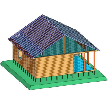 3D модель Планировка дома отдыха 9х9 на металлических трубах