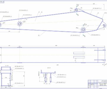 Чертеж Расчет рукояти экскаватора Cat 390D L