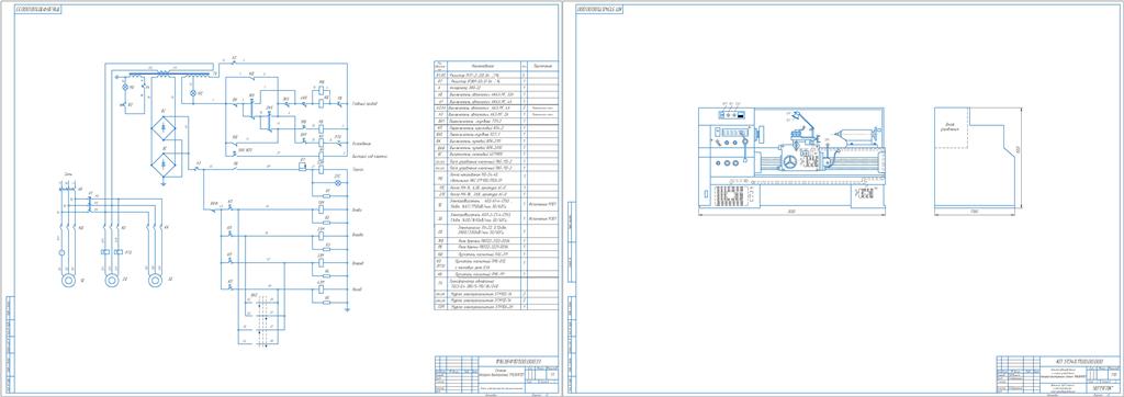 Чертеж Электрооборудование и схема управления токарно-винторезным станком 1М63БФ101