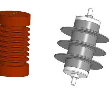 3D модель Ограничитель перенапряжения YH5WR_10 и изолятор опорный полимерный ZJ-10Q85X140