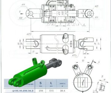 3D модель Гидроцилиндр Ц100.40.200.04.2 (привод задней навески МТЗ-80/82, ЮМЗ-6)