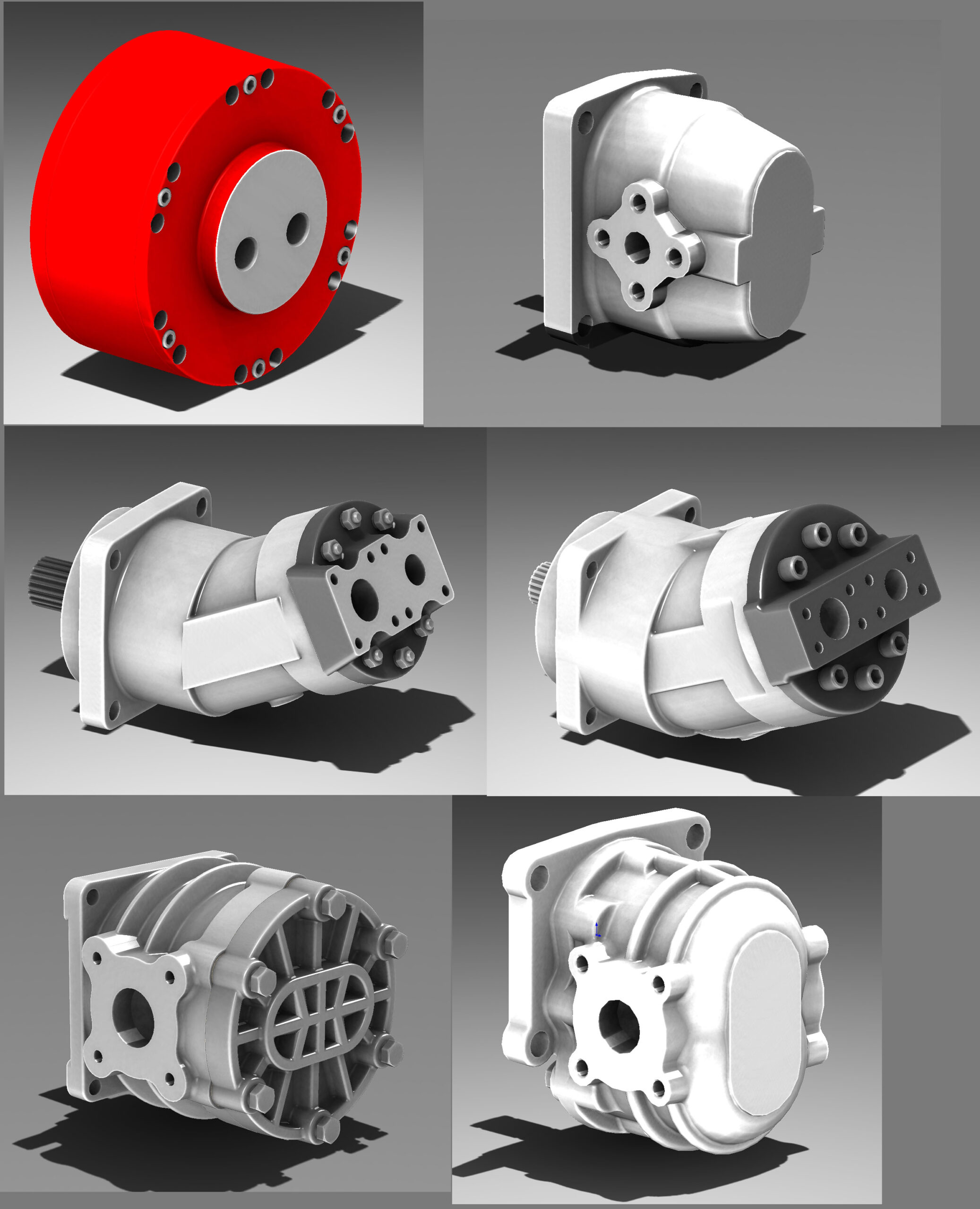 3D модель Насосы, гидромоторы серии 310.3.112, 310.3.160, насосы: НШ-10, НШ-50, НШ-100, радиально поршневой мотор 1QJM32-1.6