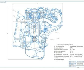 Чертеж Проектирование автомобильного двигателя внутреннего сгорания
