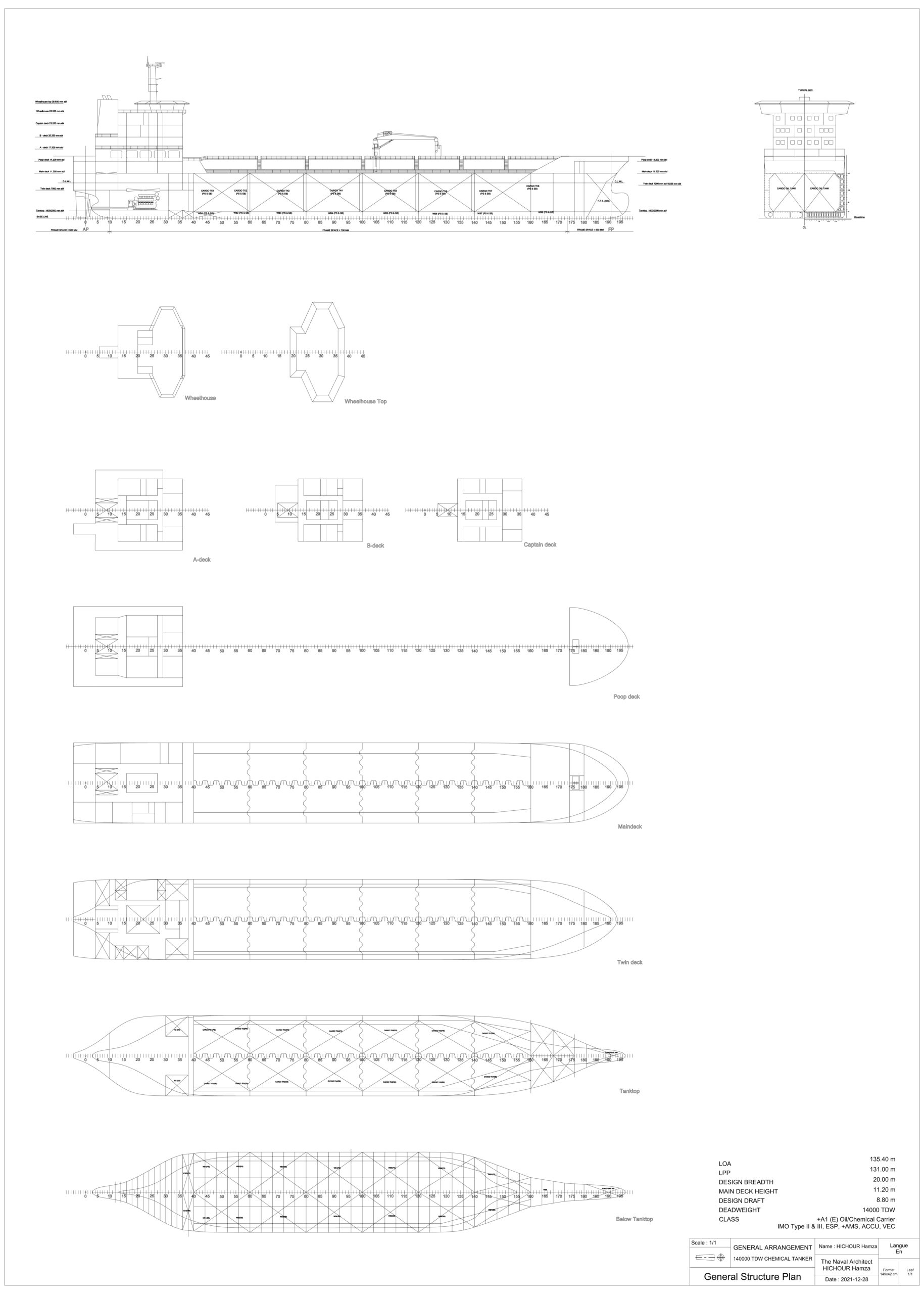 Чертеж Танкер 138.4 m