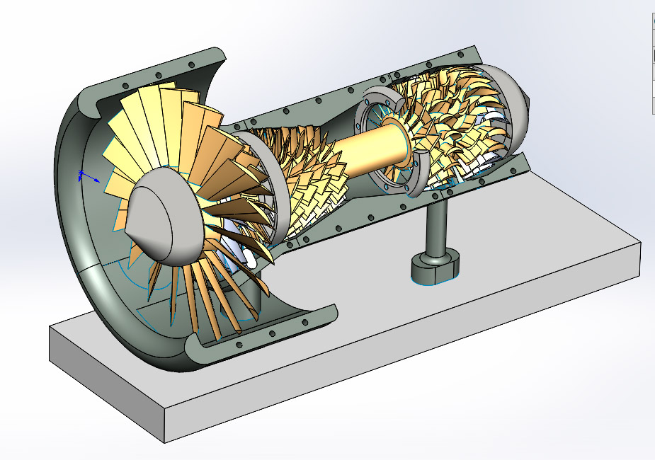 3D модель Учебная модель авиационного двигателя в разрезе
