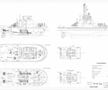 Чертеж Многоцелевой портовый буксир TUG PUSH - 72 t BP