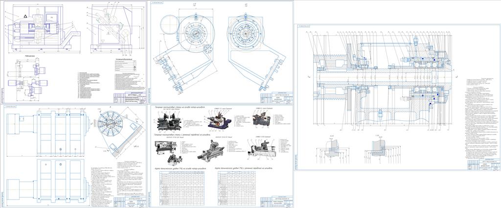 Чертеж Разработка компоновки и двух вариантов привода главного движения многоцелевого токарного станка с наибольшей частотой вращения шпинделя не менее 5000 об/мин для обработки заготовок с наибольшим диаметром 320 мм