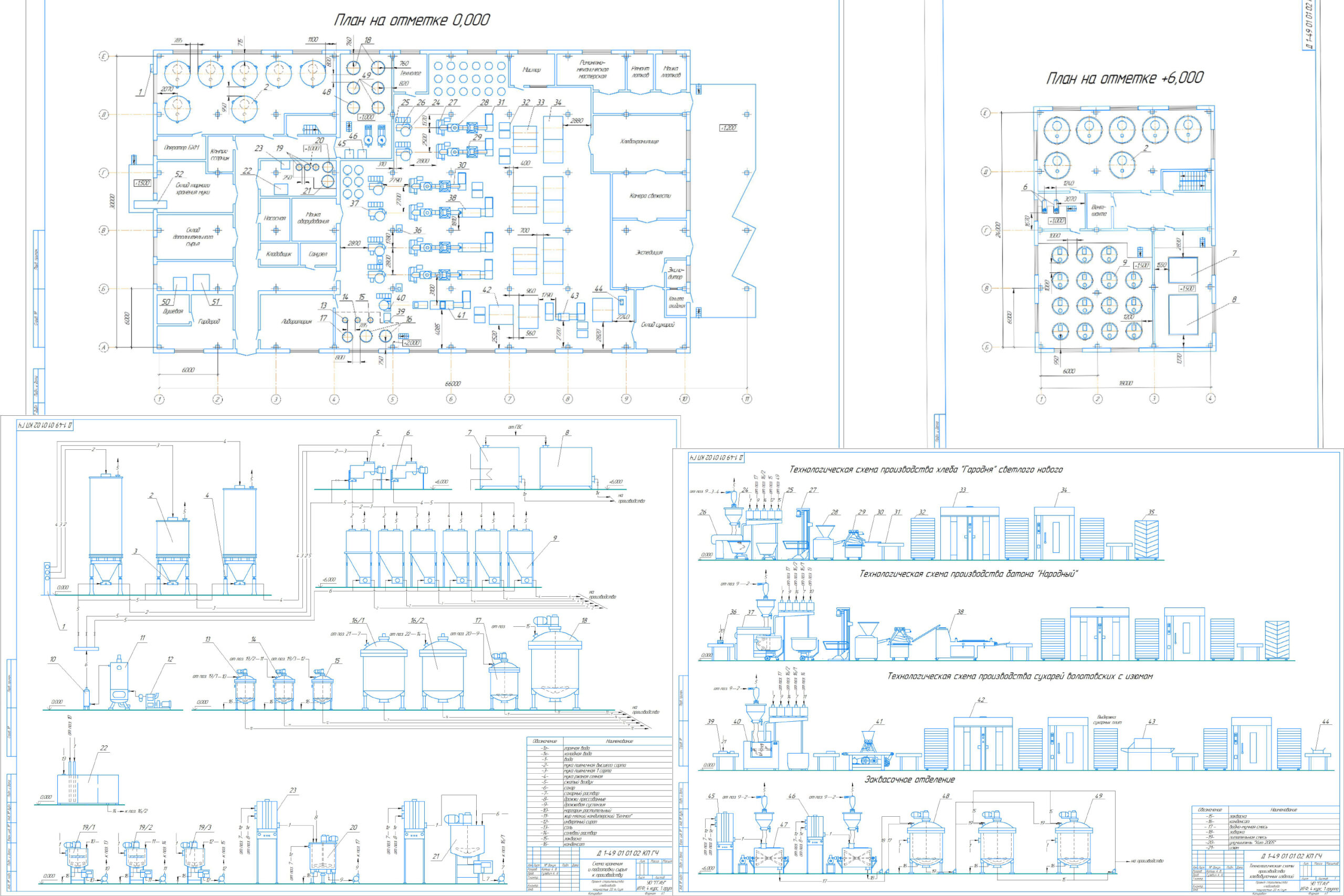 Чертеж Проект строительства хлебозавода мощностью 20 т/сут