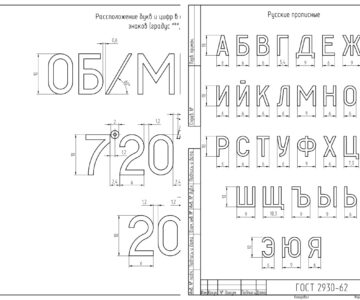 Чертеж Шрифт ГОСТ 2930-62