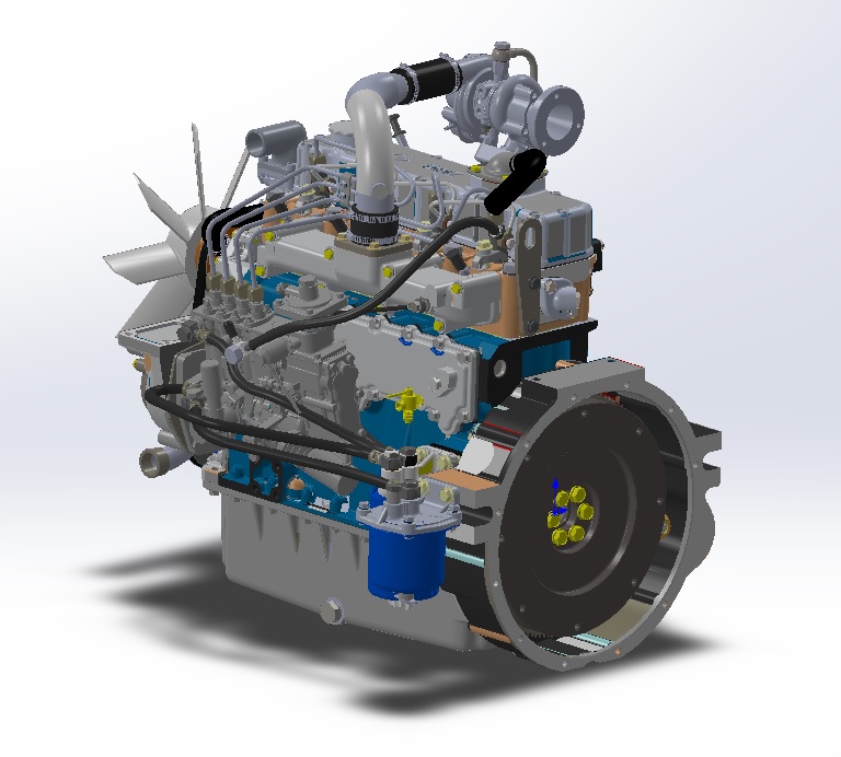 3D модель Двигатель ММЗ 4DT с наддувом и механическим регулятором