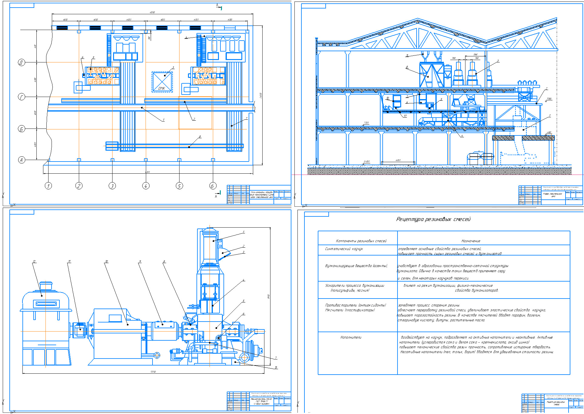 Чертеж Проект цеха по производству резиновых смесей мощностью 3600 тонн в год