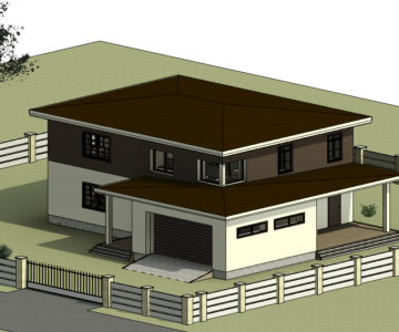 3D модель Проект частного дома 2 этажа в современном стиле
