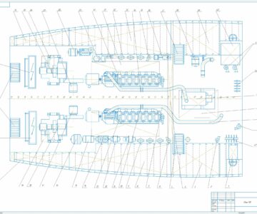 Чертеж Чертеж машинного отделения ледокола-буксира