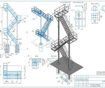 3D модель Лестница пожарная на отметку +9,000