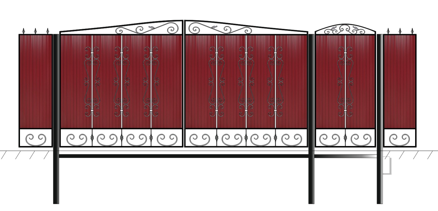 Чертеж Ворота с калиткой h=2м