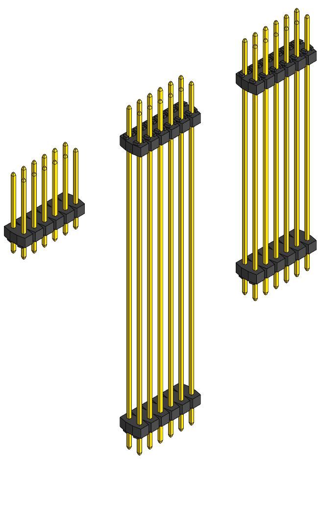 3D модель Вилки штыревые 2.54мм 2x6pin прямая DS1021-2X6SF113, DS1029-04-2X6P8BVA59-B, DS1029-04-2X6P8BVA 72.5мм