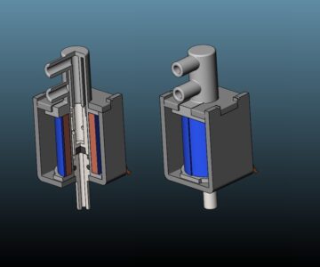 3D модель 2-х ходовой воздушный клапан 3-12V