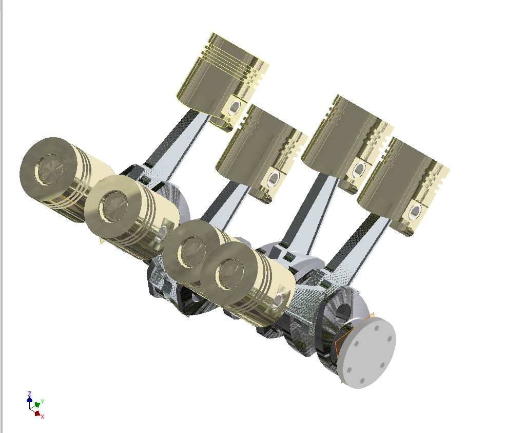 3D модель Кривошипно-шатунный механизм 8 цилиндрового двигателя