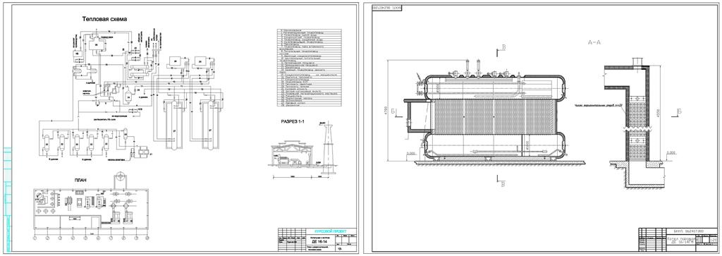 Чертеж Производственно-отопительная котельная с паровыми котлами