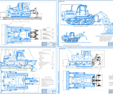 Чертеж Чертеж бульдозера-рыхлителя на базе трактора Liebherr NTB PR 756, Т-130, Т-150, Т-170