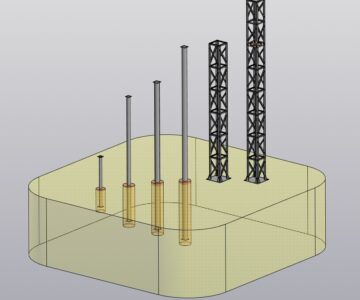 3D модель Опоры наружного трубопровода высотой 1,5м /4м / 4,5м / 6м с раскладками по фундаментам