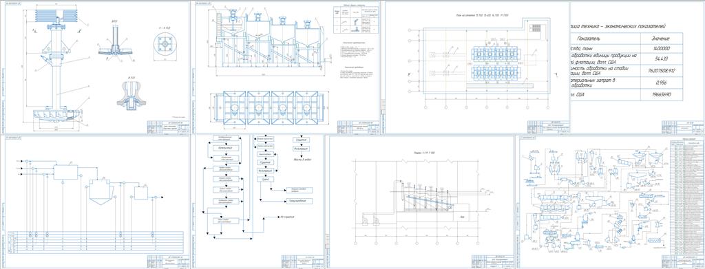 Чертеж Проект отделения обесшламливания сильвинитовой руды Гарлыкского месторождения с использованием машины пенной сепарации глубокой импеллерной (МПСГИ-4)