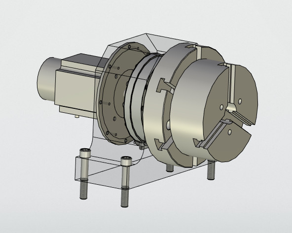 3D модель 4-ая ось на гармоническом редукторе SHG-32-100-2UH