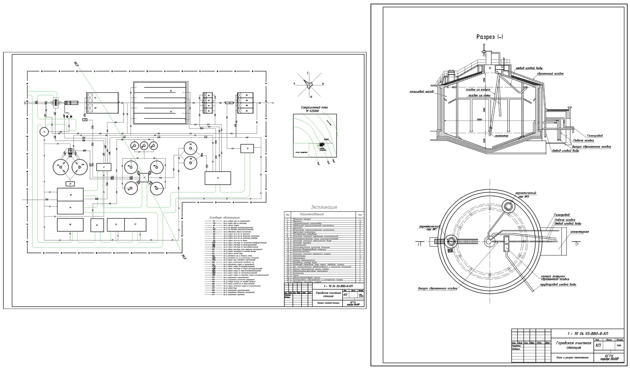 Чертеж Городская очистная станция производительностью 35750м3/сут