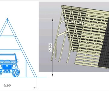 3D модель Компактный гараж на одну машину с А-образной рамой