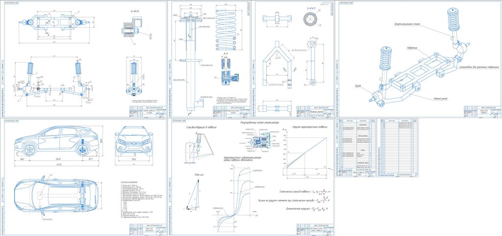 Чертеж Проектирование задней независимой подвески с регулируемой жесткостью
