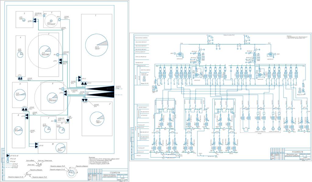 Чертеж Электроснабжение завода по производству прямых и обратных красителей