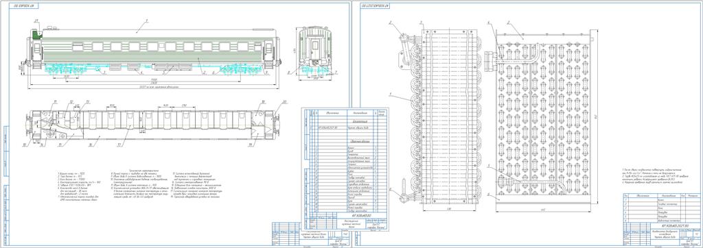Чертеж Расчет установки кондиционирования воздуха пассажирского вагона