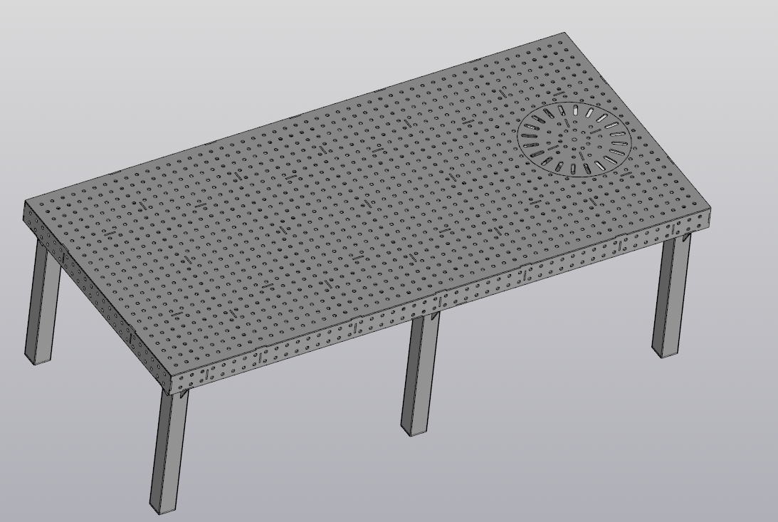 3D модель Сварочный стол с поворотным диском (Столешница 2550х1200х100 высота с ножками 800мм)