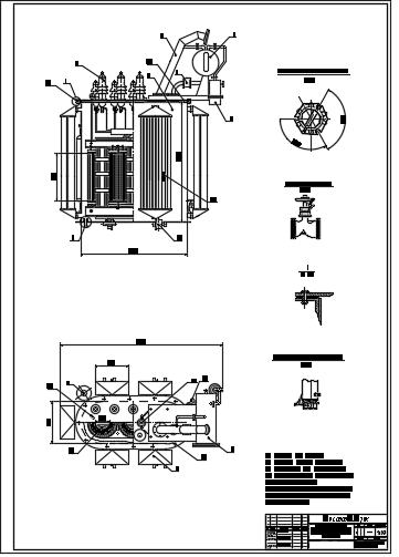 Чертеж Cиловой трехфазный масляный трансформатор общего назначения мощностью 1000 кВ∙А