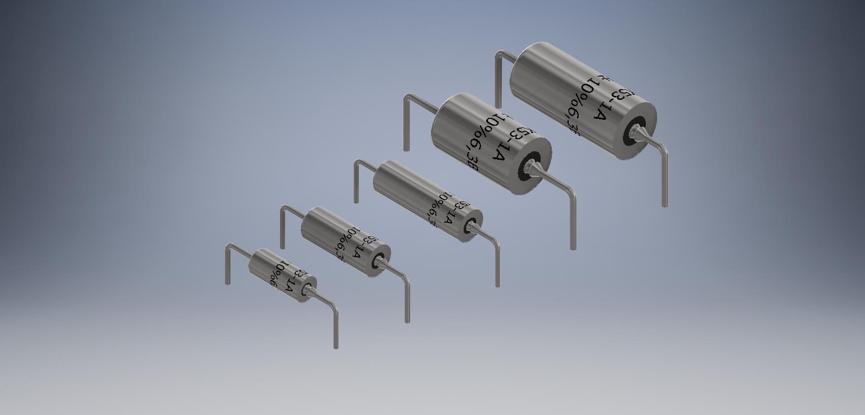 3D модель Конденсаторы К53-1А вся номенклатура корпусов 3.2x7.5; 4x10; 4x13; 7x12; 7x16