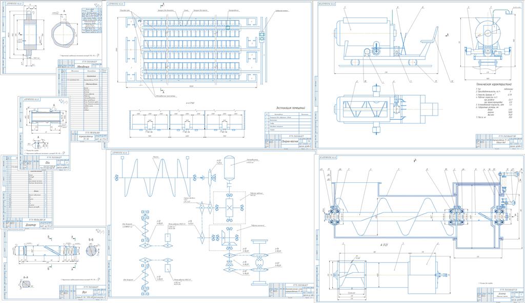 Чертеж Механизация технологических процессов на СТФ в ОАО «Сатинское», Сампурского района, Тамбовской области с разработкой кормораздатчика со шнековыми дозаторами