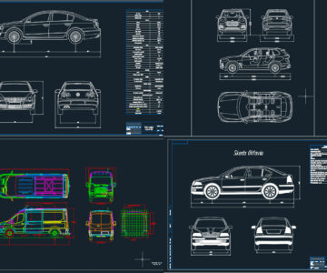 Чертеж Сборник автомобилей Transit, Passat B6, BMW X5, Oktavia