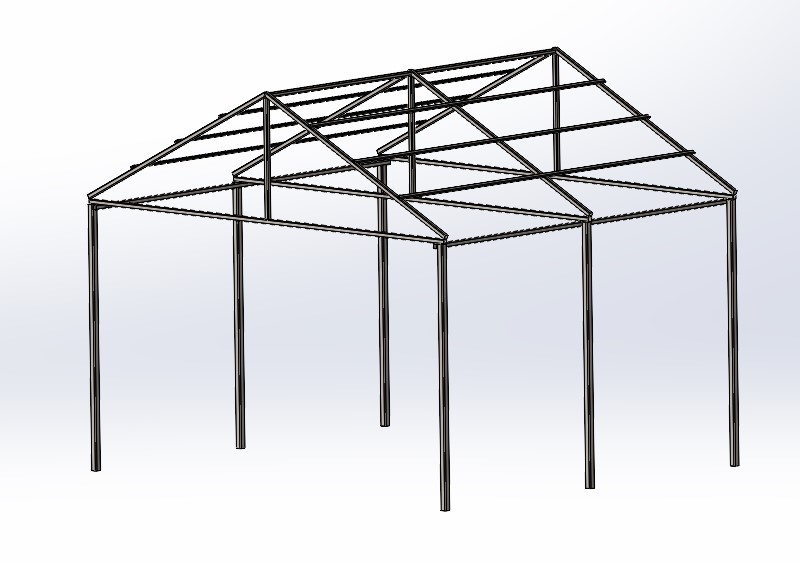 3D модель Навес двускатный 4х3,5х3,3м